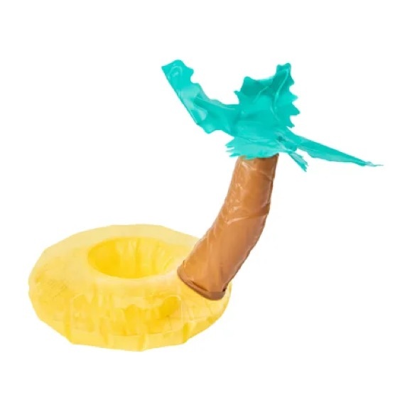 Inflatable Floating Palm Tree Island Drink Cup Holder - Picture 1 of 3